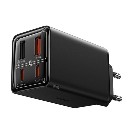 BASEUS GaN6 Pro 65W Fast Charger Adapter 2Type-C+2USB Wall Charger Block, EU Plug - Black