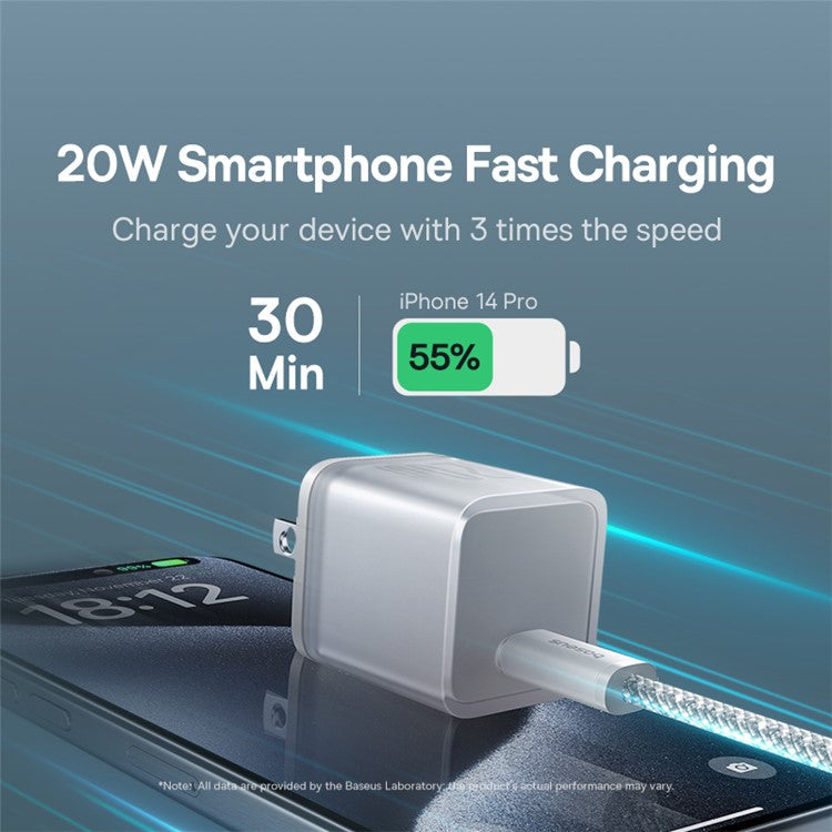 BASEUS GaN5S PD 20W Fast Charging Block Type-C Single Port Power Adapter - White