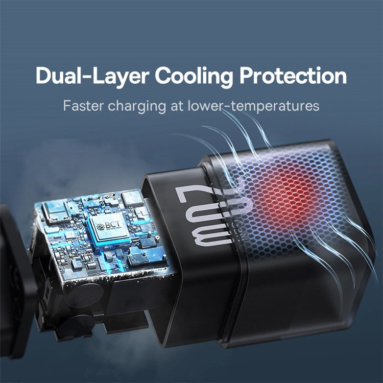 BASEUS GaN5S 20W Type-C Single Port Fast Charger Power Adapter EU Plug - Black