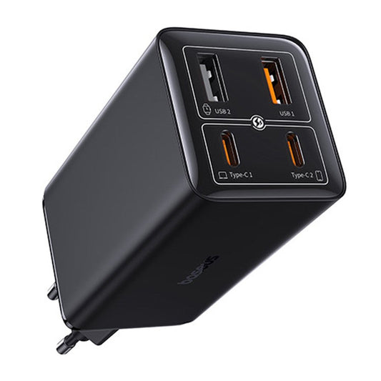 BASEUS GaN6 Pro Fast Charger 2 Type-C +2 USB 100W EU Plug Wall Adapter - Black