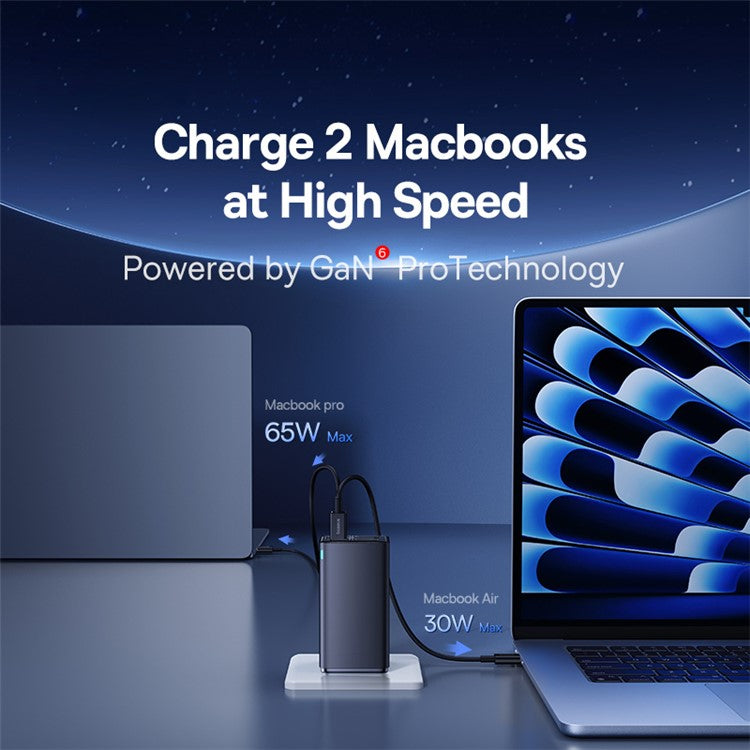 BASEUS GaN6 Pro Fast Charger 2 Type-C +2 USB 100W EU Plug Wall Adapter - Black