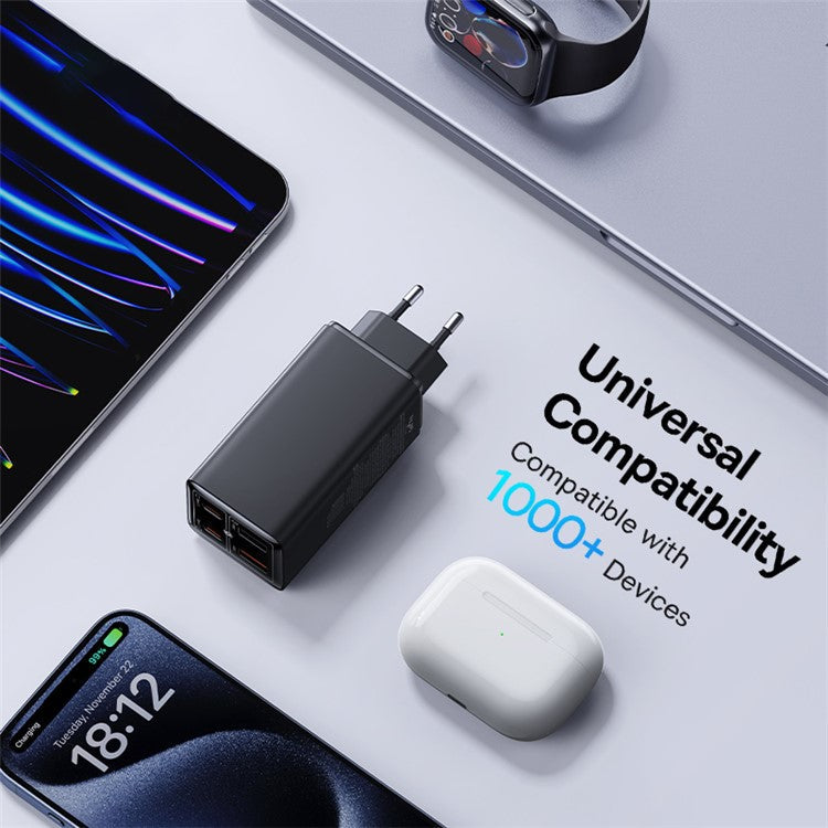 BASEUS GaN6 Pro Fast Charger 2 Type-C +2 USB 100W EU Plug Wall Adapter - Black