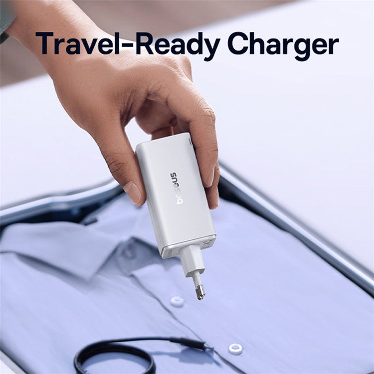 BASEUS GaN6 Pro Fast Charger 2 Type-C +2 USB 100W EU Plug Wall Adapter - White