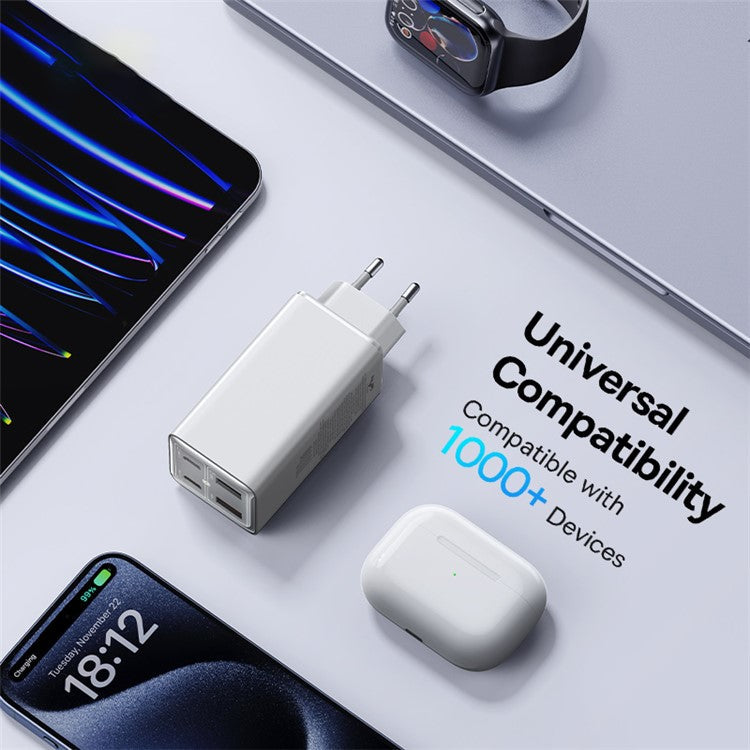 BASEUS GaN6 Pro Fast Charger 2 Type-C +2 USB 100W EU Plug Wall Adapter - White