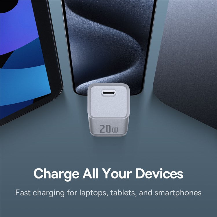 BASEUS GaN5S CCGAN20C5-S Type-C PD 20W Fast Charger US Plug Adapter with Type-C to Type-C Cable - White