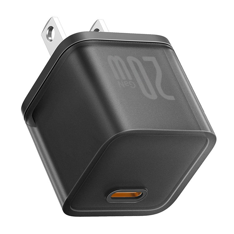 BASEUS GaN5S CCGAN20C5-S PD 20W Type-C Fast Charger US Plug Adapter with Type-C to Type-C Cable - Black