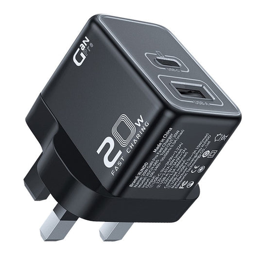 XUNDD XDCH-065 20W Fast Charging Block Type-C+USB-A GaN Power Adapter - UK Plug