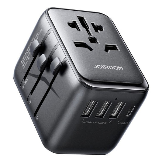 JOYROOM JR-TCW01 17W Travel Adapter Multifunction Type-C+3USB-A Power Charger Converter - Black