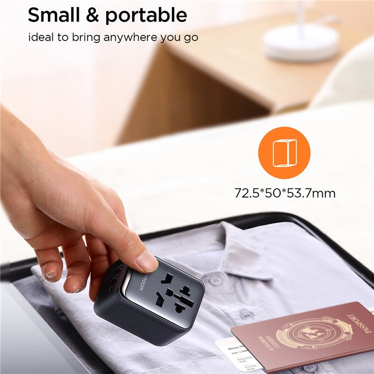 JOYROOM JR-TCW01 17W Travel Adapter Multifunction Type-C+3USB-A Power Charger Converter - Black