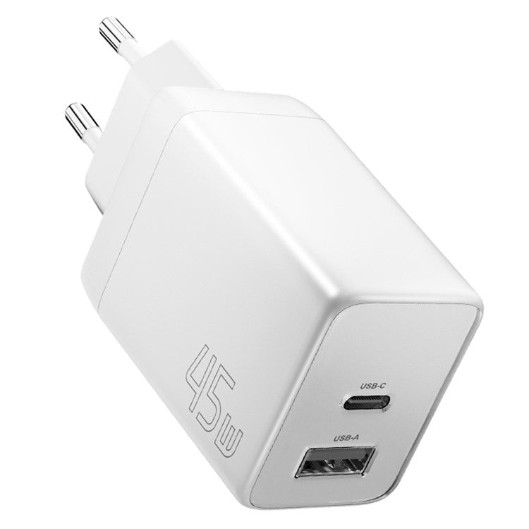 ESSAGER ES-CD40 45W GaN Travel Charger Type-C + USB-A Phone Tablet Power Adapter - White KR Plug