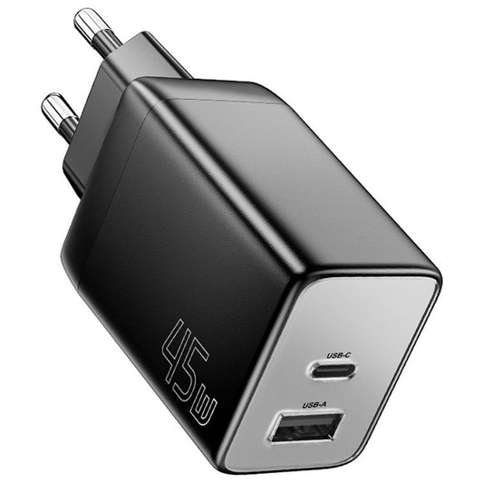 ESSAGER ES-CD40 45W GaN Travel Charger Type-C + USB-A Phone Tablet Power Adapter - Black KR Plug