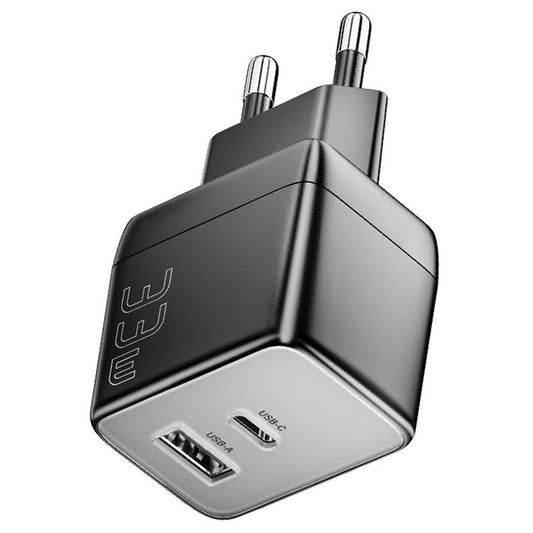 ESSAGER PD 33W Fast Charging Wall Charger USB-A + Type-C Travel GaN Adapter - KR Plug / Black