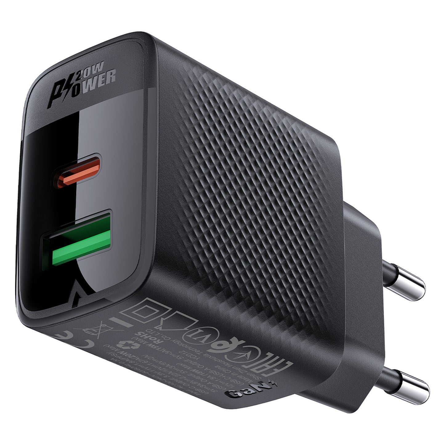 ACEFAST A78 GaN Wall Charger Plug PD 20W USB+Type-C Charging Adapter (EU Plug)