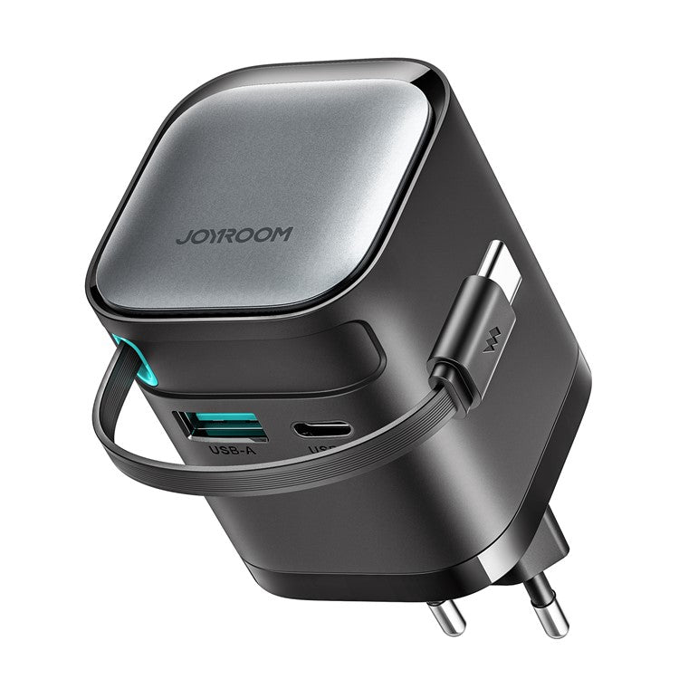 JOYROOM TCL02 65W Gan Charger with Retractable USB-C Cable, USB+Type-C Port Wall Charger, EU Plug
