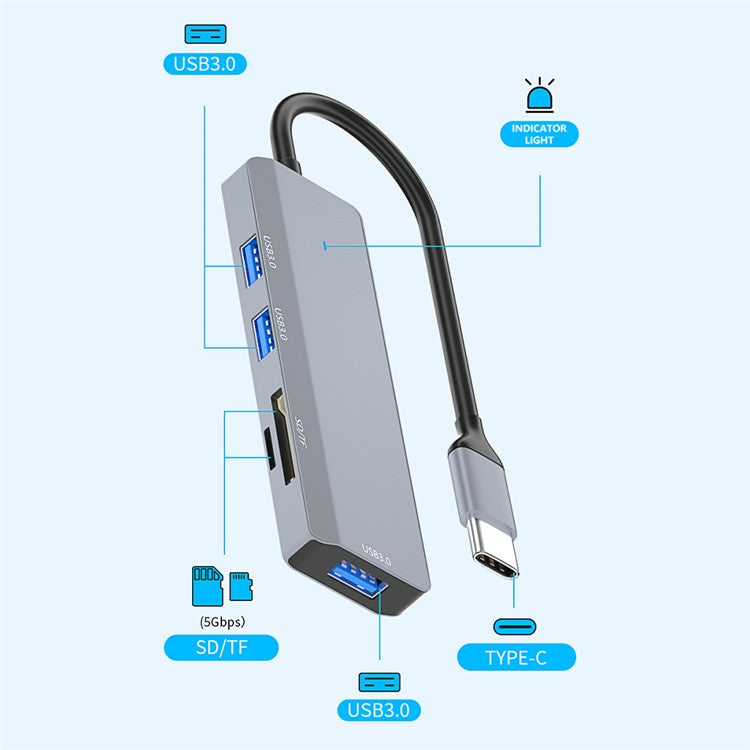 ADS-310C Type-C Hub Expansion Converter to 3xUSB 3.0+2xCard Reader Slots