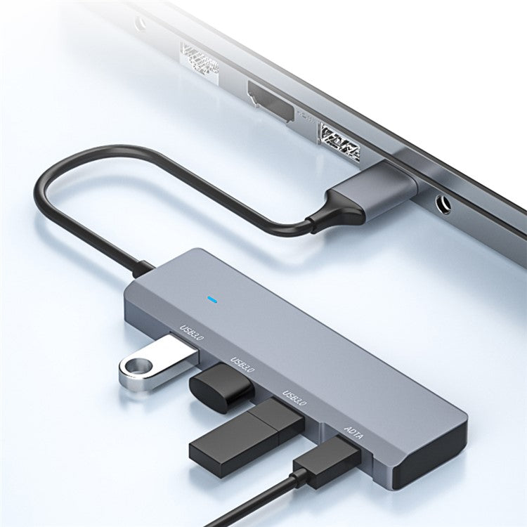 ADS-309A USB to 3 USB3.0 + 1 Type-C Data Transfer Docking Station USB Hub Aluminum Alloy Adapter