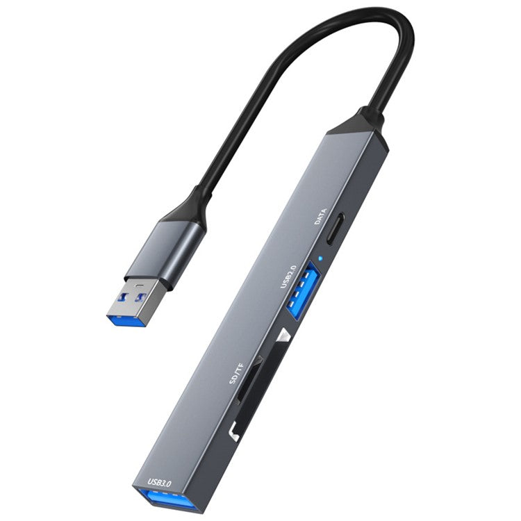 ADS-806A 5-in-1 USB-A to USB3.0 + USB2.0 + Type-C + SD / TF Slot USB Hub Splitter