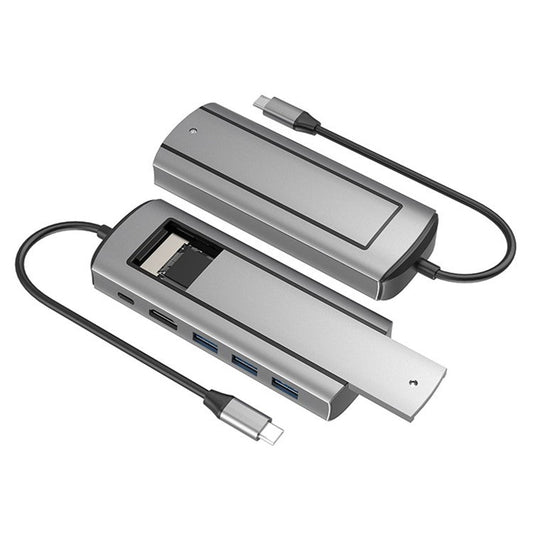 FX-2303 6-in-1 Type-C Hub M.2 SATA SSD Enclosure with 4K HD, 100W PD, 3x USB 3.0 Port