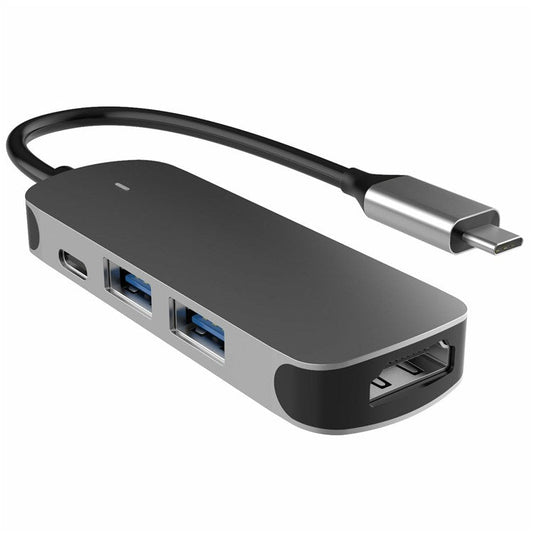 FX-1804H 4-in-1 Aluminum Alloy Type-C Hub with 2x USB-A, HD 4K and PD Charging USB-C