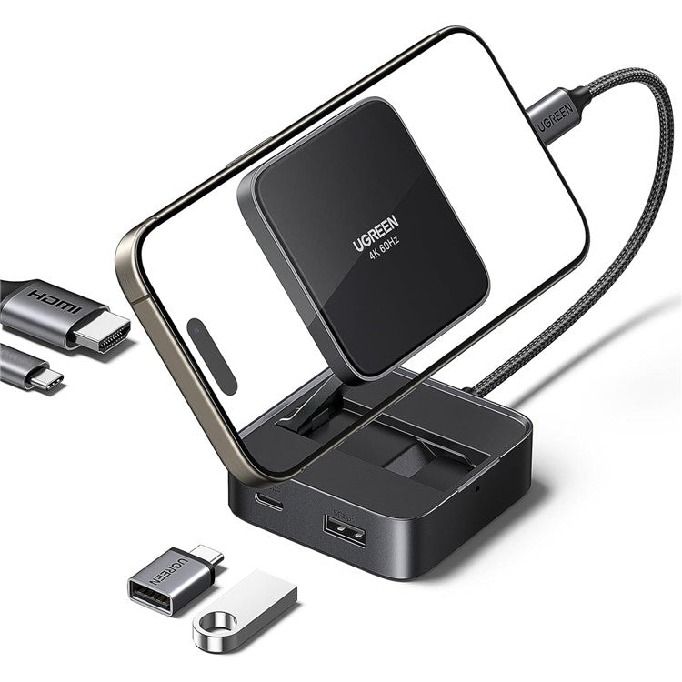 UGREEN USB C 4-in-1 Foldable Hub 4K 60Hz HDMI PD 100W USB 3.0 Docking Station For iPhone 15  /  16 Android Laptops