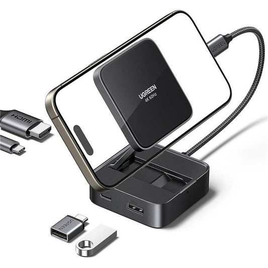 UGREEN USB C 4-in-1 Foldable Hub 4K 60Hz HDMI PD 100W USB 3.0 Docking Station For iPhone 15  /  16 Android Laptops