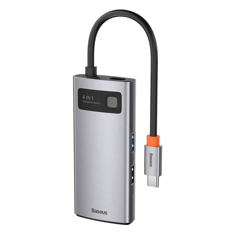 BASEUS Metal Gleam Series 4-in-1 Multifunctional Type-C HUB Docking Station - Dark Grey