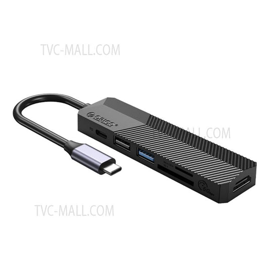 ORICO MDK-6P GY-BP USB C Hub Type C Adapter with 1xUSB 3.0 Port + 1xUSB 2.0 Port + 1xHDMI Port + 1xPD Charging Port + 2xCard Reader Slots