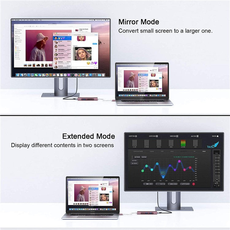 QGEEM QG-UH07-6 Multi-functional USB-C Hub 7 in 1 Type-C Docking Station Support HD 4K PD100W SD/TF Card Reader