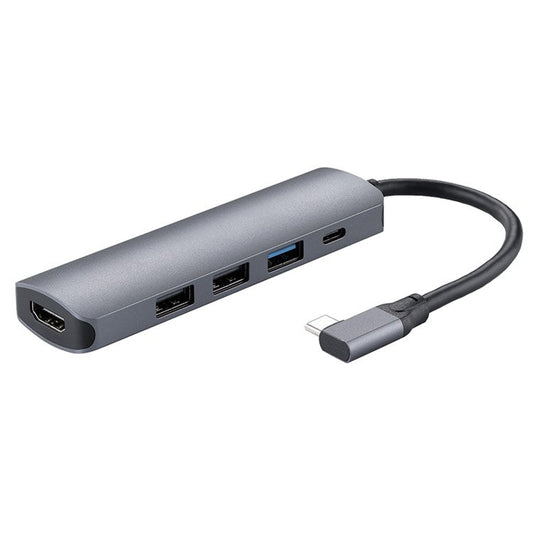 5 in 1 Type C Hub with 4K HD Output USB 3.0 + 2x USB 2.0 Port Support 100W PD Charging