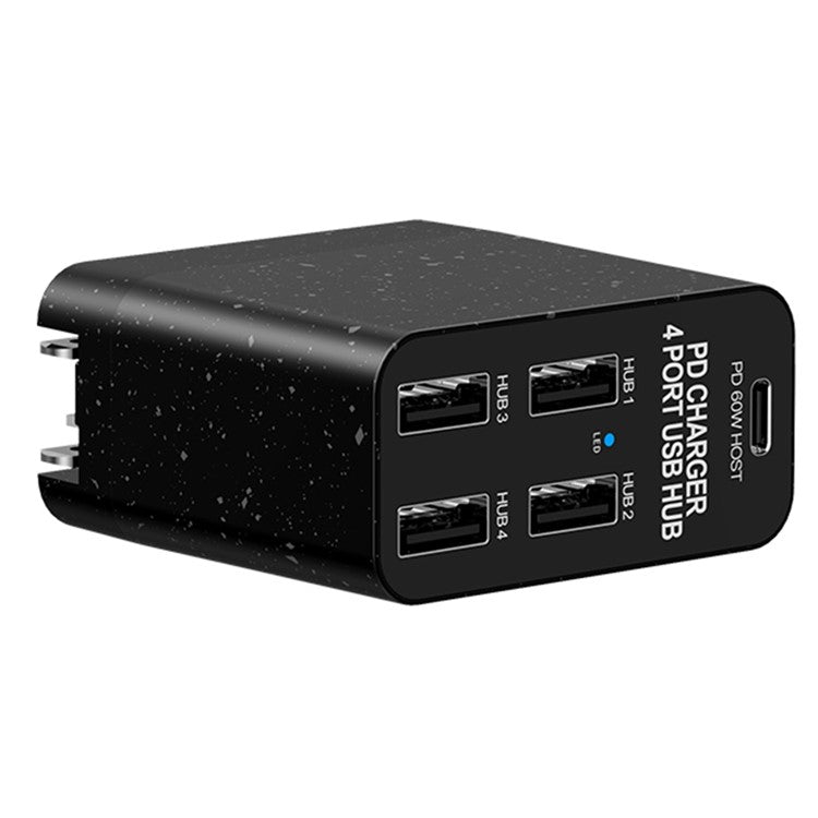 X83 4 USB + 1 Type-C PD Ports Wall Charger USB Hub Phone Tablet Charging Power Adapter - US Plug