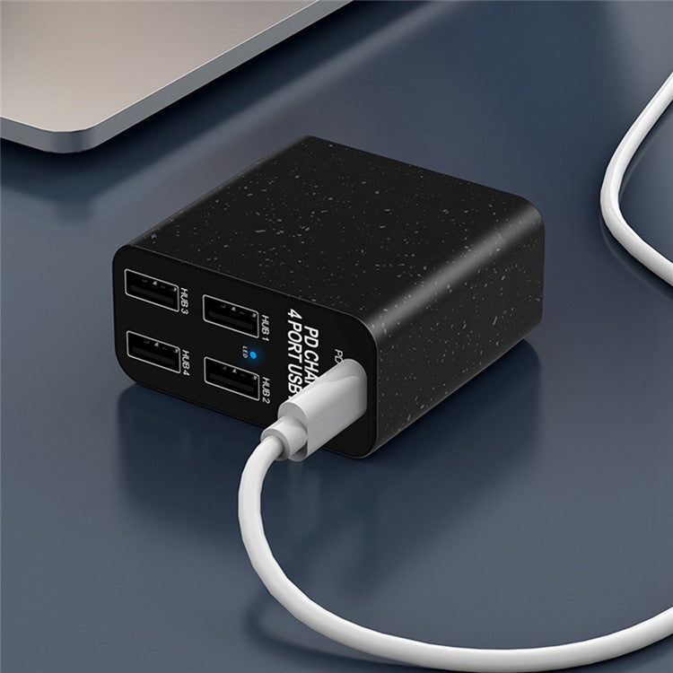 X83 4 USB + 1 Type-C PD Ports Wall Charger USB Hub Phone Tablet Charging Power Adapter - US Plug