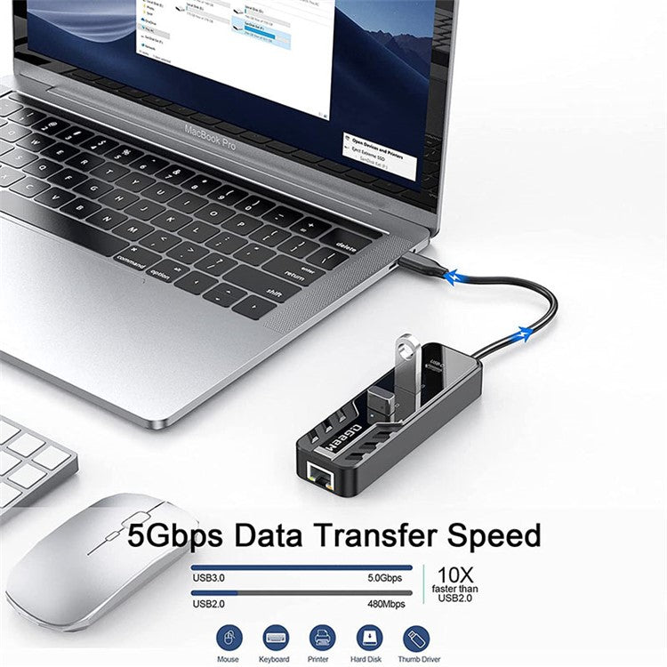QGEEM UH04-8 4-in-1 Type-C Docking Station Multifunctional USB3.1 Hub to HD / RJ45 2.5Gbps Expansion Adapter Converter