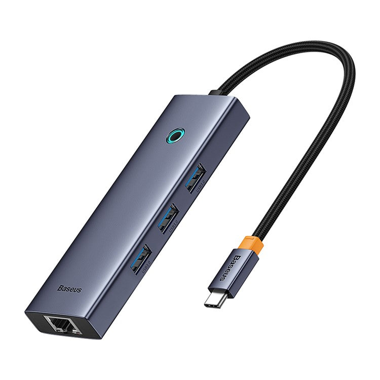 BASEUS BS-OH109 4-In-1 Type-C Extension Docking Hub with HD 4K Video Output, 3xUSB 3.0, RJ45 Ethernet Port - Space Grey