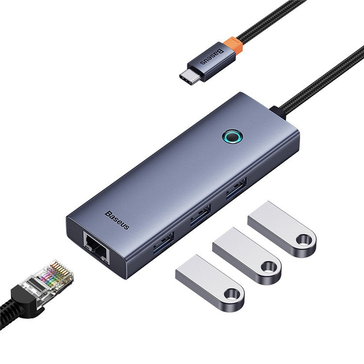 BASEUS BS-OH109 4-In-1 Type-C Extension Docking Hub with HD 4K Video Output, 3xUSB 3.0, RJ45 Ethernet Port - Space Grey