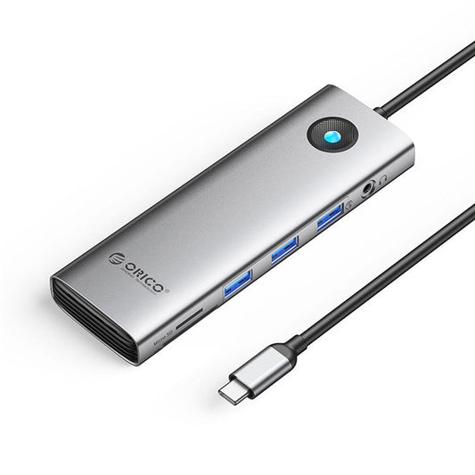 ORICO PW11-10P 10 in 1 Docking Station HD+VGA+SD / TF+3.5mm Audio PD 100W Charging Multifunctional Type-C Hub - Dark Grey