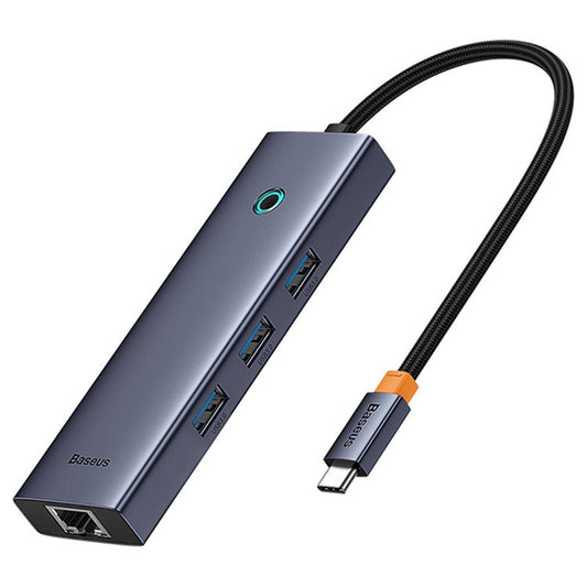 BASEUS UltraJoy Series 6 Port Hub Docking Station (Type-C to HD 4K@30Hz*1+USB 3.0*3+PD*1+RJ45*1) - Space Grey