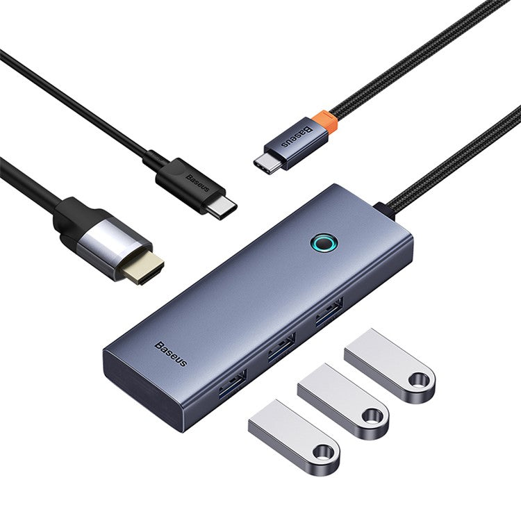 BASEUS UltraJoy Series 5 Port Docking Station Type-C Hub (Type-C to HD 4K@30Hz*1+USB 3.0*3+PD*1) - Space Grey