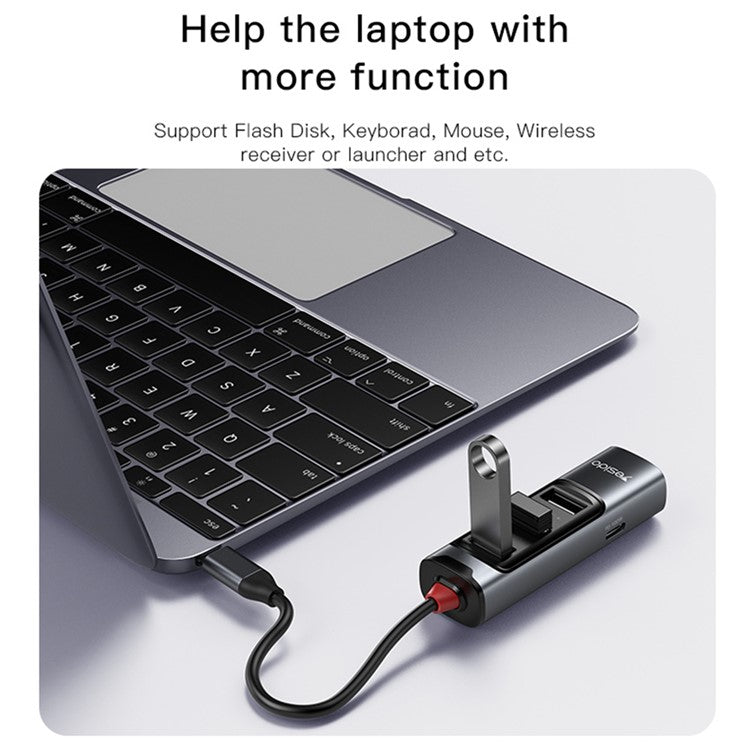 YESIDO HB22 5-in-1 Docking Station Multi Port Type-C Hub Adapter Support PD 100W, USB3.0, 2 USB2.0, HD