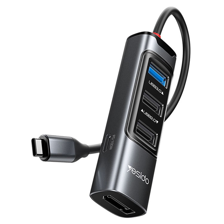 YESIDO HB23 5-in-1 Type-C Hub Adapter Multi Port USB-C Docking Station with USB3.0+2 USB2.0+DP+PD 100W