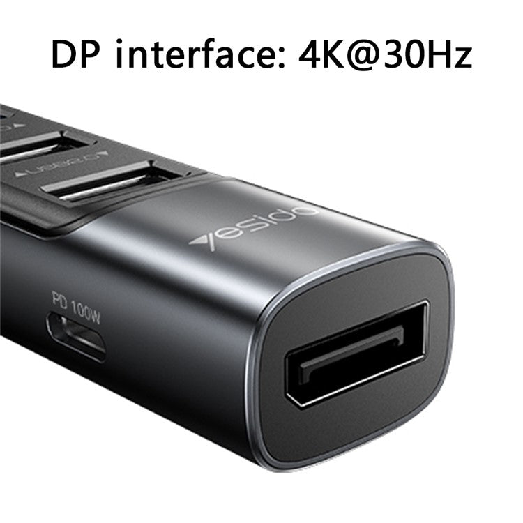 YESIDO HB23 5-in-1 Type-C Hub Adapter Multi Port USB-C Docking Station with USB3.0+2 USB2.0+DP+PD 100W