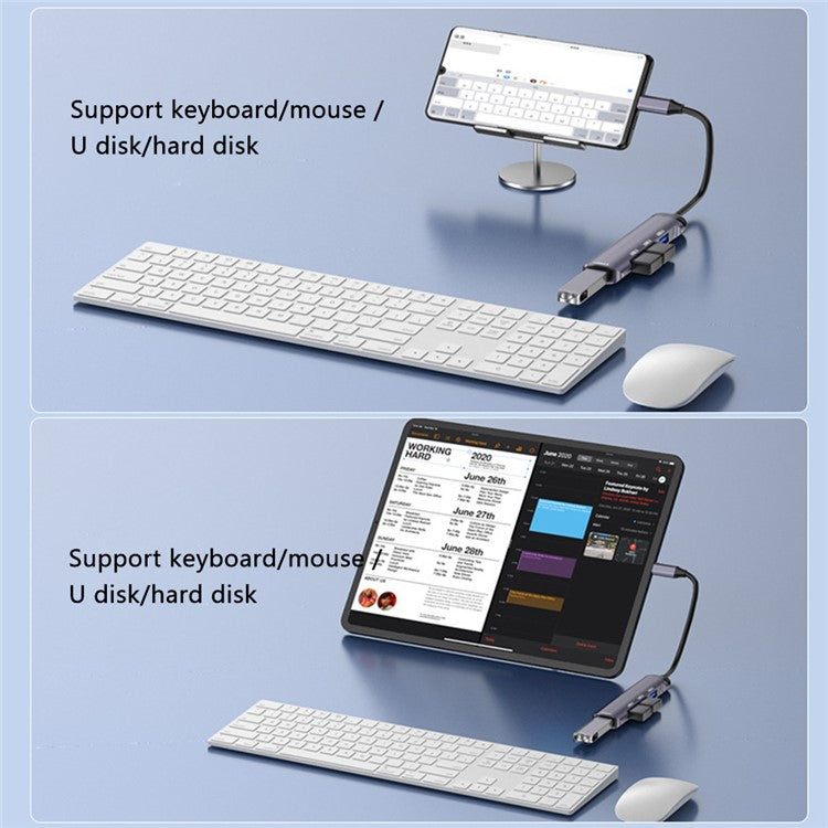T-503 4-in-1 Type-C Docking Station USB-C to USB2.0x3 + USB3.0 HUB Adapter - Grey