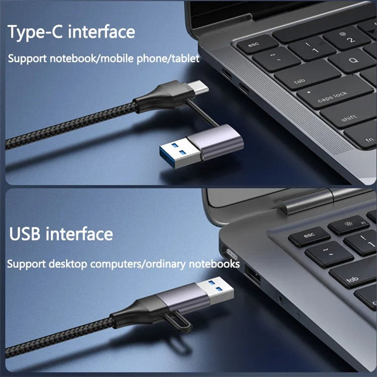 T-32C USB 3.0 + Type-C 4-port Hub Aluminum Alloy Docking Station with 2-in-1 Cable