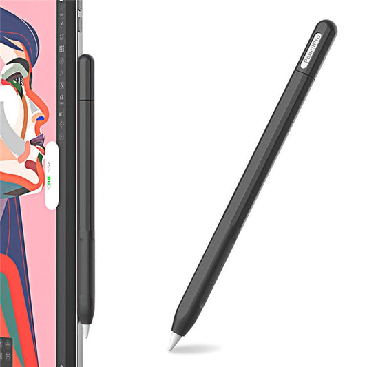 For Apple Pencil Pro Silicone Sleeve Color Splicing Stylus Pen Protective Skin Cover - Black