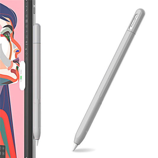 For Apple Pencil Pro Silicone Sleeve Color Splicing Stylus Pen Protective Skin Cover - Grey