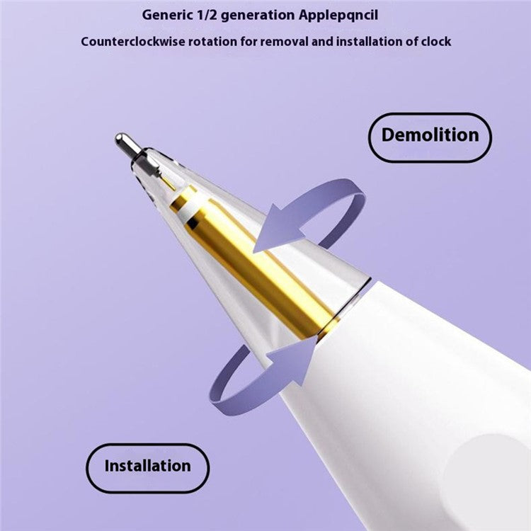 For Apple Pencil (2nd Generation) / Pencil (1st Generation) / Pencil (USB-C) Replacement Tips Tablet Pen Tips - Fine Point / Transparent Pink