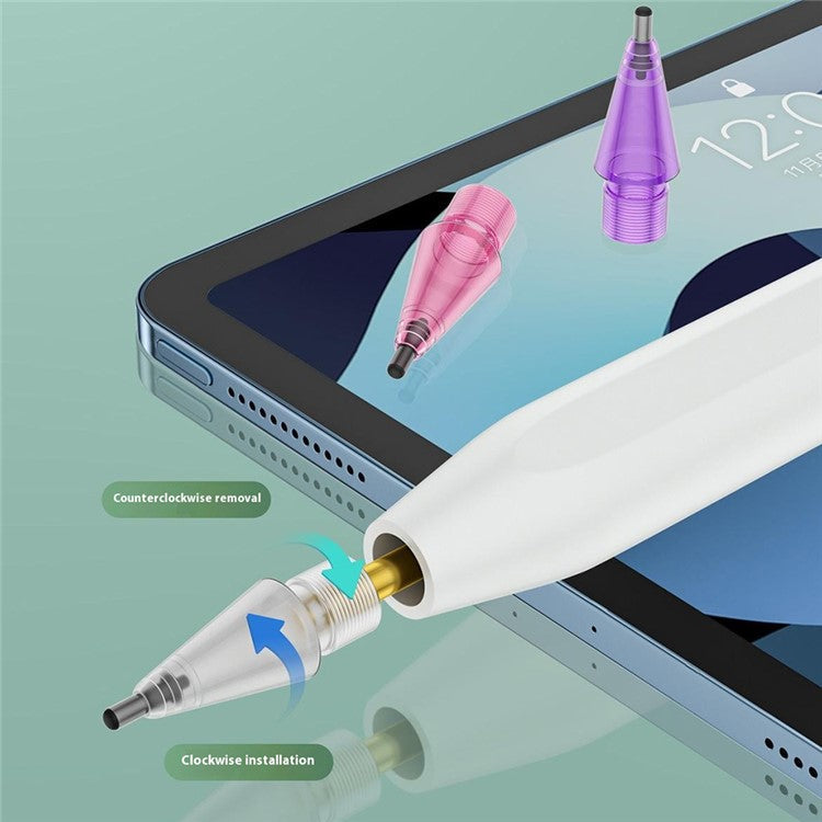For Apple Pencil (2nd Generation) / Pencil (1st Generation) / Pencil (USB-C) / Pencil Pro Tips 2B Damping Silent - Fine Point / Transparent Green