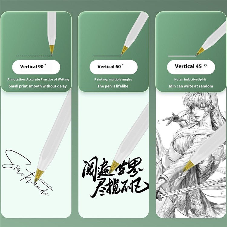 For Apple Pencil (2nd Generation) / Pencil (1st Generation) / Pencil (USB-C) / Pencil Pro Tips 2B Damping Silent - Fine Point / Transparent Green