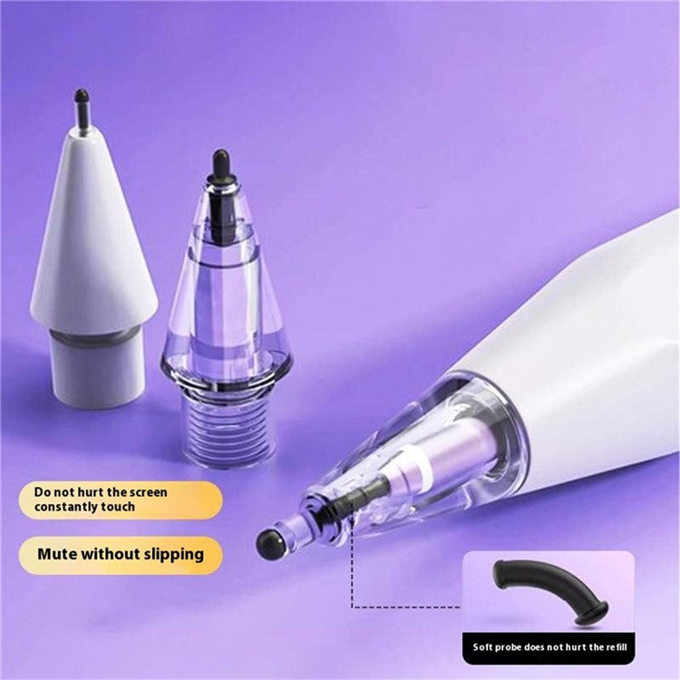 For Apple Pencil (2nd Generation) / Pencil (1st Generation) / Pencil (USB-C) / Pencil Pro Damping Tips Fine Point - 4B / White