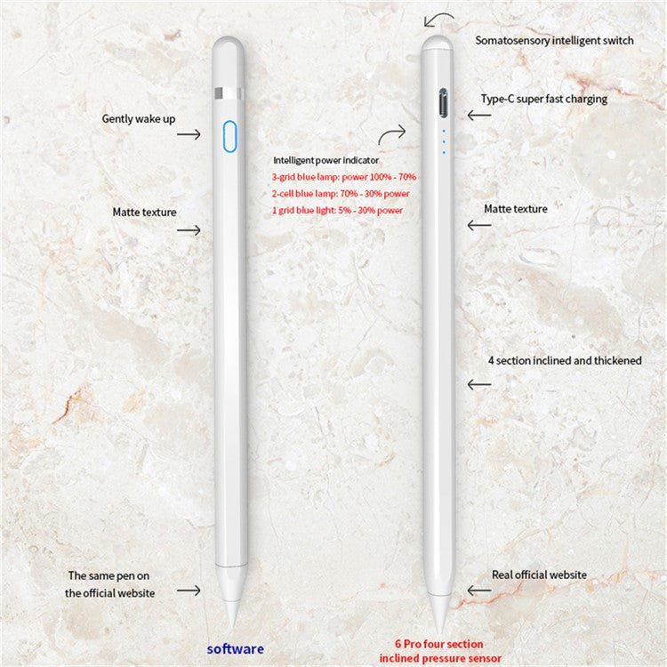 T12 For iPad (2018 and Later) Active Capacitive Pen Touch Screen Anti-Mistouch Tilt Sensitivity Stylus Pen