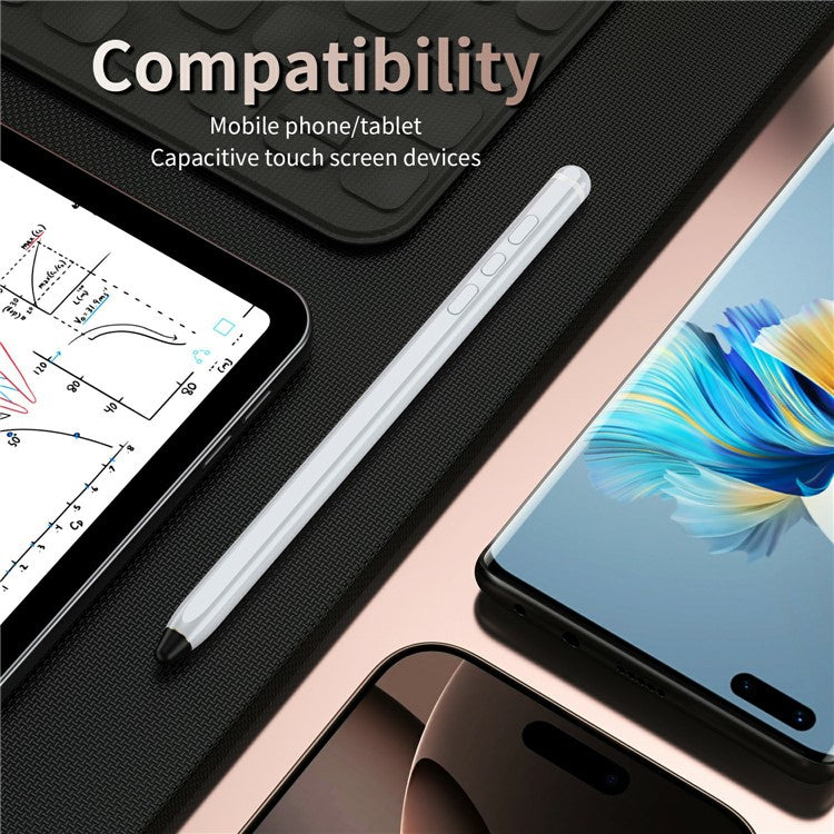 Tablet Phone Stylus Precise Writing Rechargeable Capacitive Pen - White